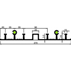 Шпонка гидроизоляционная Аквастоп ДОС-270/25-4/25 (резина)