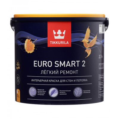 Краска в/д Tikkurila Euro Smart 2 основа VVA глубокоматовая 2.7 л