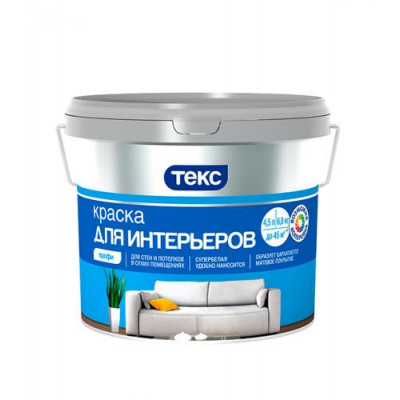 Краска в/д интерьерная Текс Профи супербелая основа А 9 л
