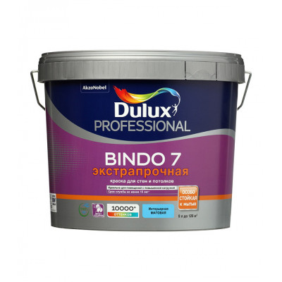 Краска водно-дисперсионная Dulux Bindo 7 экстрапрочная моющаяся белая основа BW 9 л