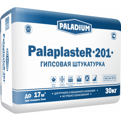 Гипсовая штукатурка Paladium PalaplasteR-201 серая 30 кг 