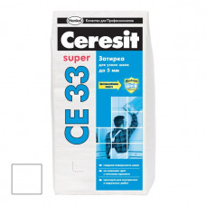 Затирка Ceresit CE33 2кг., 2-5 мм S (белый №01) (9шт/уп.)