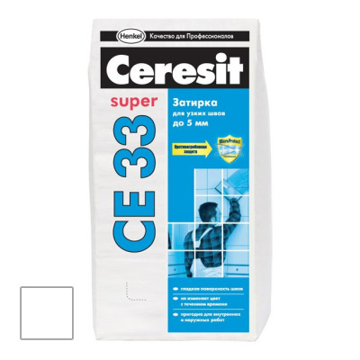 Затирка Ceresit CE33 2кг., 2-5 мм S (белый №01) (9шт/уп.)